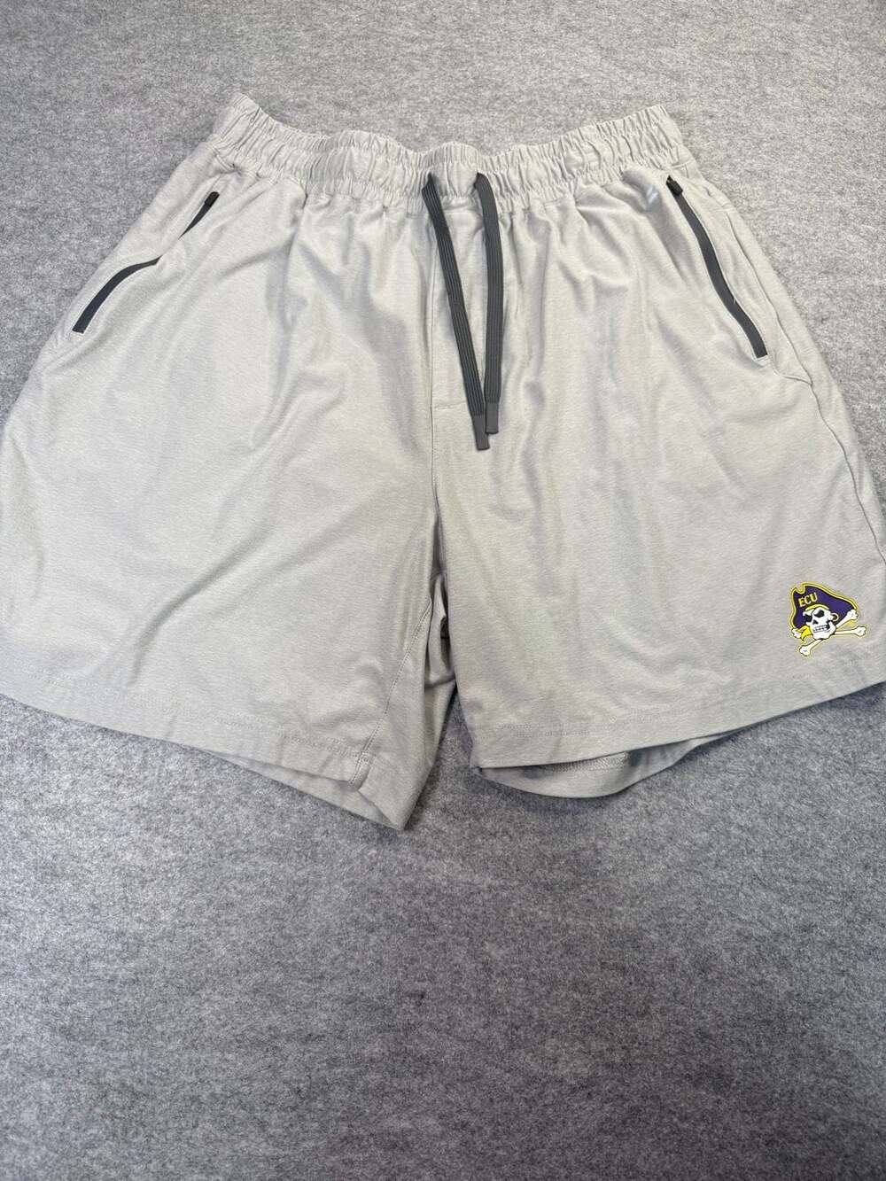 Colosseum ECU Athletic Shorts Gray Zipper Pockets Workout Gym Mens